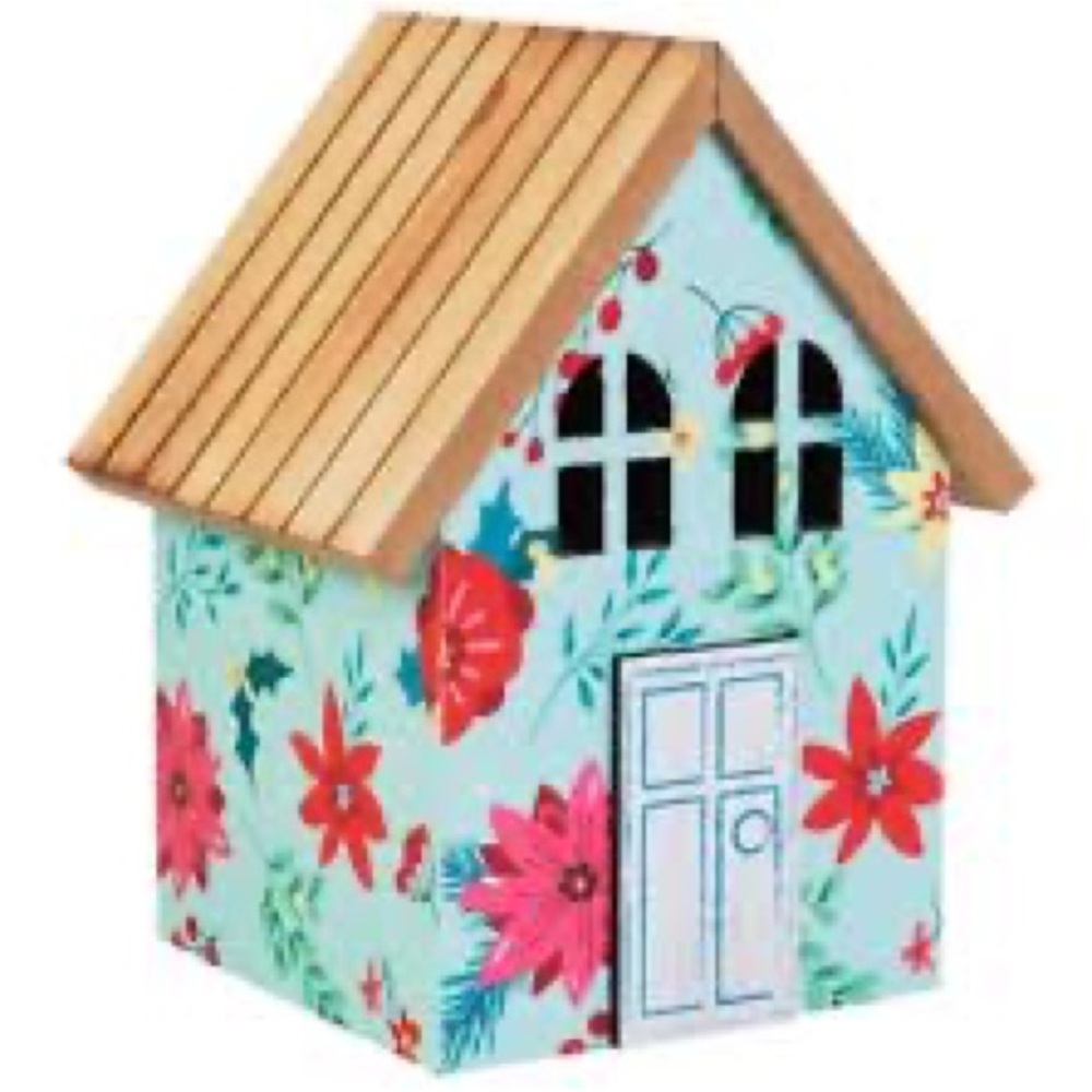 🌺 New The Pioneer Woman Floral Tabletop 3D House, Freestanding, 7.5”H, Blue
